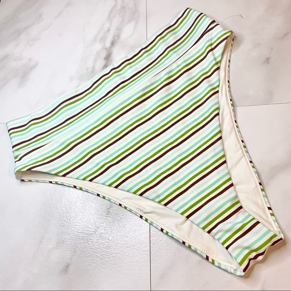 Aerie high waist bikini bottom XL stripes green - Picture 1 of 4